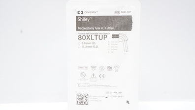 Covidien 80XLTUP Shiley Tracheostomy Tube XLT Cuffless 8.0mm ID x 13.3mm OD (x)